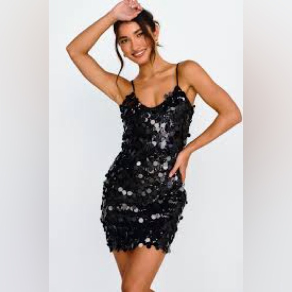 Selfie Leslie Moondust Sequin Mini Dress Black party‎ dress Size M